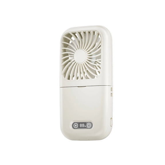 Foldable USB Rechargeable Makeup Mirror Fan with LED Light – 4-in-1 Handheld, Desktop & Neck-Hanging Personal Cooling & Beauty Compact