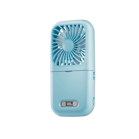 Foldable USB Rechargeable Makeup Mirror Fan with LED Light – 4-in-1 Handheld, Desktop & Neck-Hanging Personal Cooling & Beauty Compact