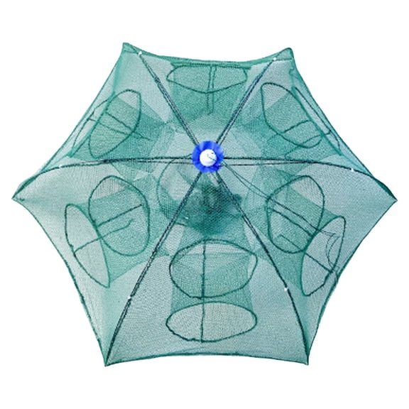 Foldable Umbrella Style Lobster and Fish Trap with One-Way Entry Double Layer 12 Holes E