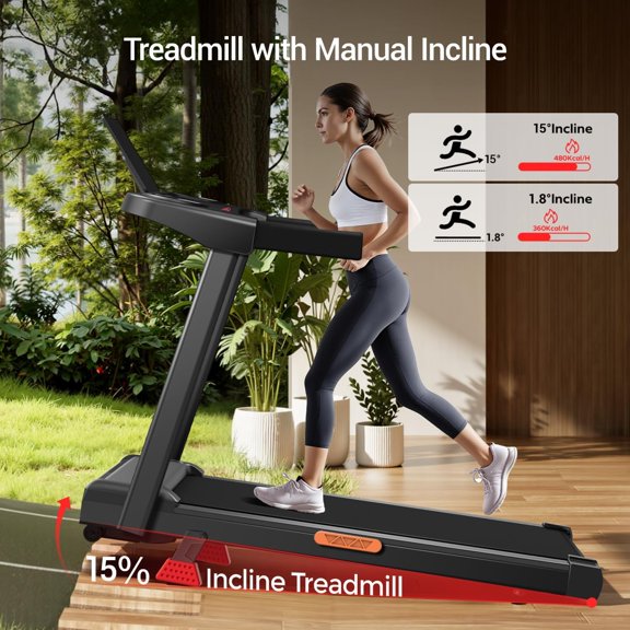 Foldable Under Desk Treadmill with 15% Incline, 3-in-1 Quiet Walking Pad for Home Office, 3.0HP Motor, 3-Screen Display, Portable Exercise Equipment