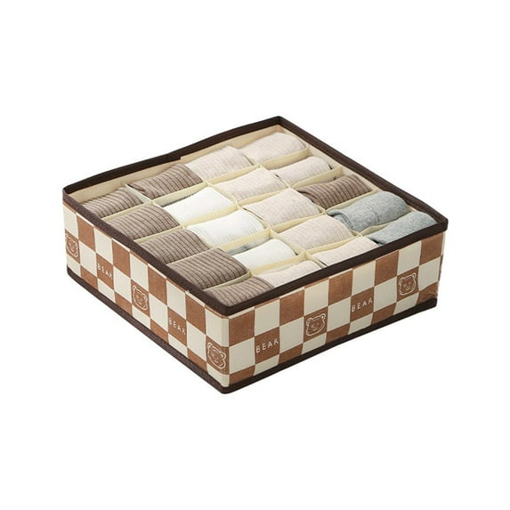 Foldable Underwear Sock Drawer Organizer with 7 Grids, Fabric Storage Box Divider for Closet, Dresser, Cabinet, Wardrobe, for Storing Socks Underwear Ties and Bras