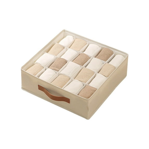 Foldable Underwear Sock Drawer Organizer with 7 Grids, Fabric Storage Box Divider for Closet, Dresser, Cabinet, Wardrobe, for Storing Socks Underwear Ties and Bras