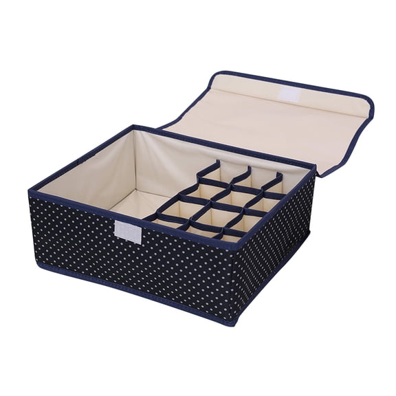 Foldable Underwear Storage Box with 13 Grids, 600D Oxford Cloth Bra Sock Organizer for Closet Drawer, Washable And Durable Lingerie Storage Bag (12.4X10.24X4.72 Inches), 1Pc Storage Box