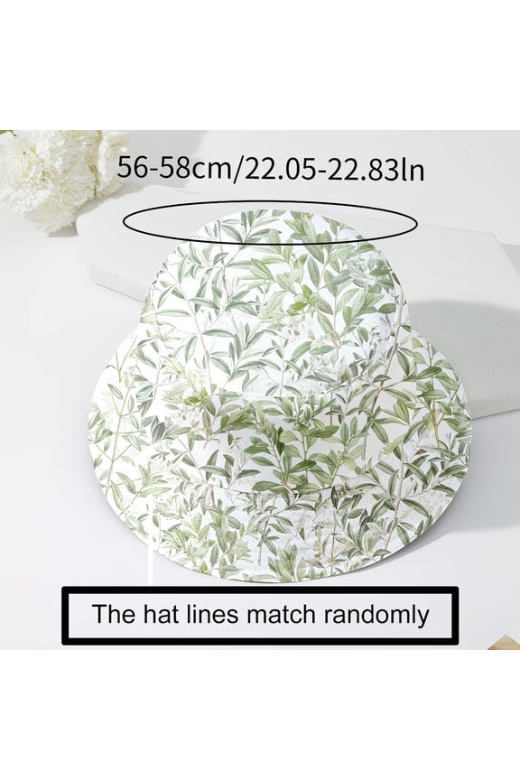 Foldable Unisex Bucket Hat for Adults Men Women Teens - Reversible Fisherman Hat with All-Over Leaf & Branches Print - Spring Summer Outdoor Hiking Casual Sun Hat Green One Size
