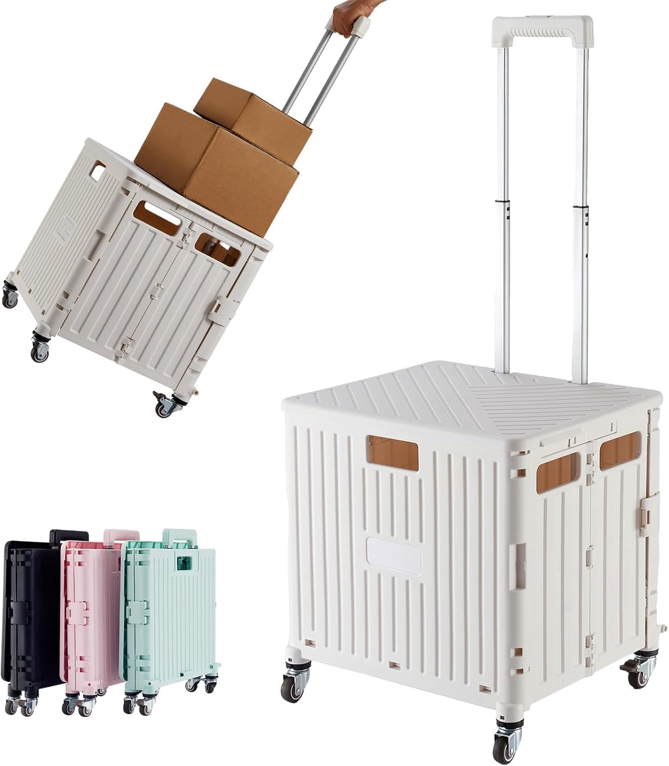 Foldable Utility Cart Folding Portable Rolling Crate Handcart with ...