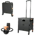 thumbnail image 1 of Foldable Utility Cart, Heavy Duty Plastic, Telescoping Handle, 4 Rotating Wheels, Black, Collapsible, 1 of 7
