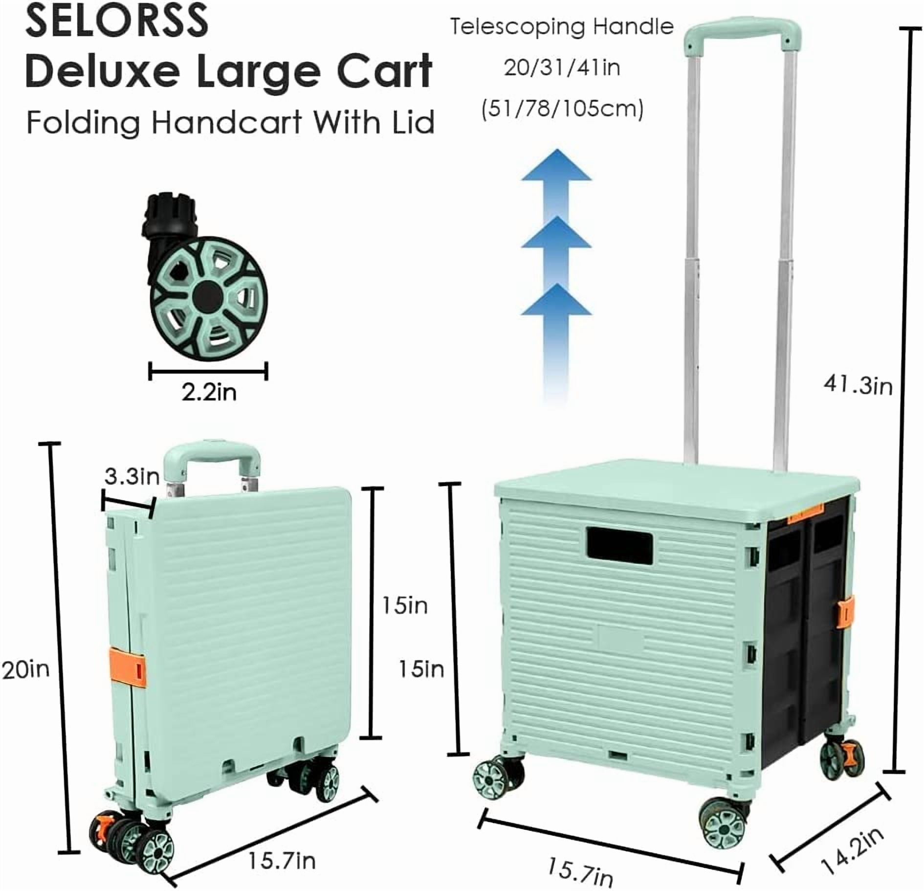 Foldable Utility Cart Portable Collapsible Crate Rolling Carts with ...