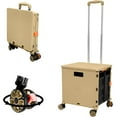 thumbnail image 1 of Foldable Utility Cart Portable with Durable Heavy Duty Plastic Telescoping Handle Collapsible 4 Rotate Wheels for Travel Shopping(Khaki), 1 of 7