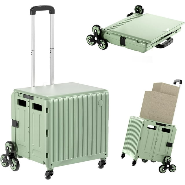 Foldable Utility Cart Stair Climber Wheeled, Collapsible Rolling Crate