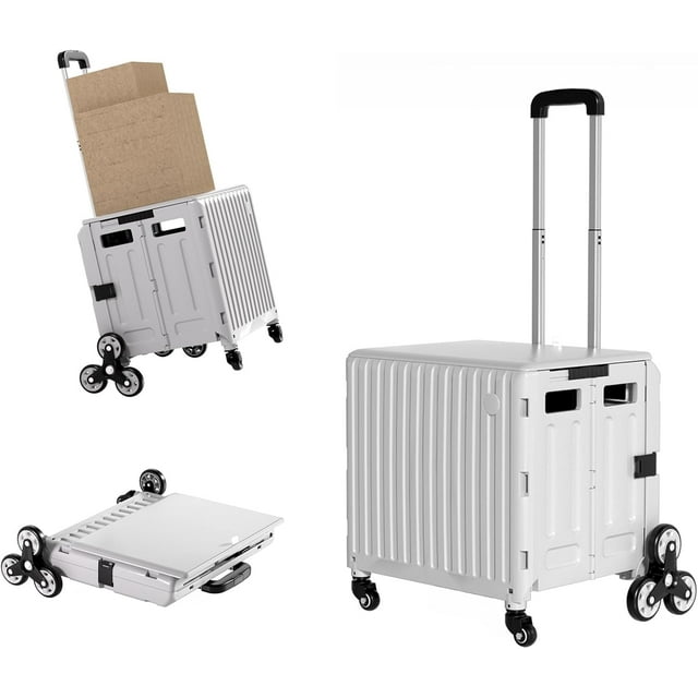Foldable Utility Cart Stair Climber Wheeled, Collapsible Rolling Crate