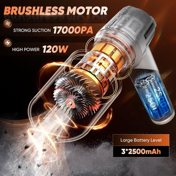 Foldable Vacuum Cleaner Portable Cordless 17000PA HL133 with 3 HEPA Filter and 1 Steel Filter