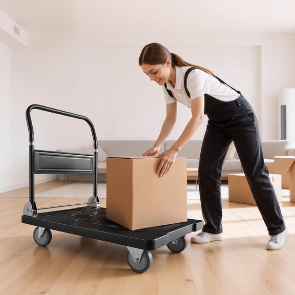 Foldable Vehicle, Handcart for Transportation, Space-saving Push Rod, Convenient for Storage.