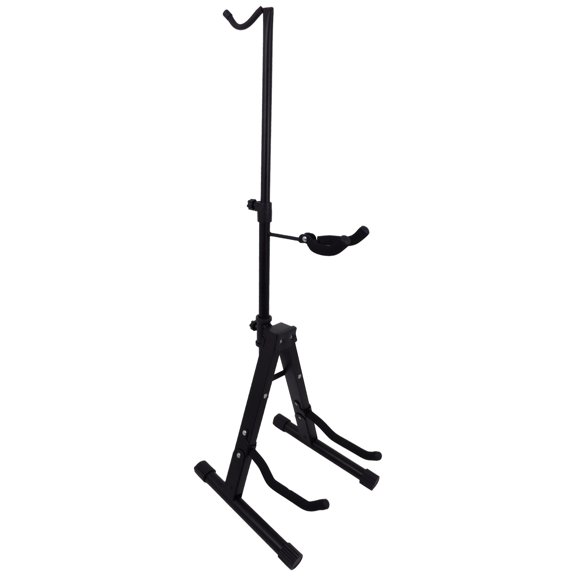 Foldable Violin Stand, Height Adjustable Instrument Stand for Violin, Ukulele, Erhu, Protective Padding, Portable Music Instrument Display Stand, Black