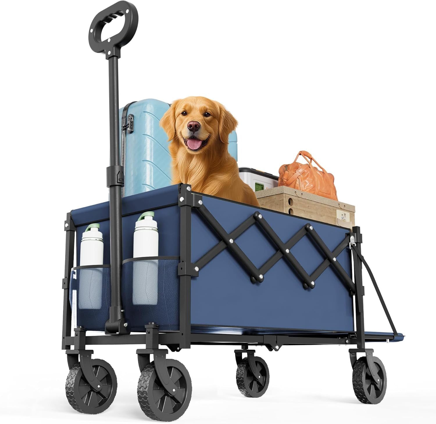 Foldable Wagon Cart 360 Lbs with Extension Part, Lightweight Portable ...
