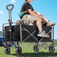 thumbnail image 1 of Foldable Wagon Cart, Collapsible Wagon Utility Cart with All-Terrain Wheels for Grocery Shopping, Camping, Fishing, Travel, Heavy Duty, 130L, Black, 1 of 10