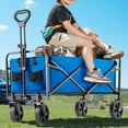 thumbnail image 1 of Foldable Wagon Cart, Collapsible Wagon Utility Cart with All-Terrain Wheels for Grocery Shopping, Camping, Fishing, Travel, Heavy Duty, 130L, Blue, 1 of 10