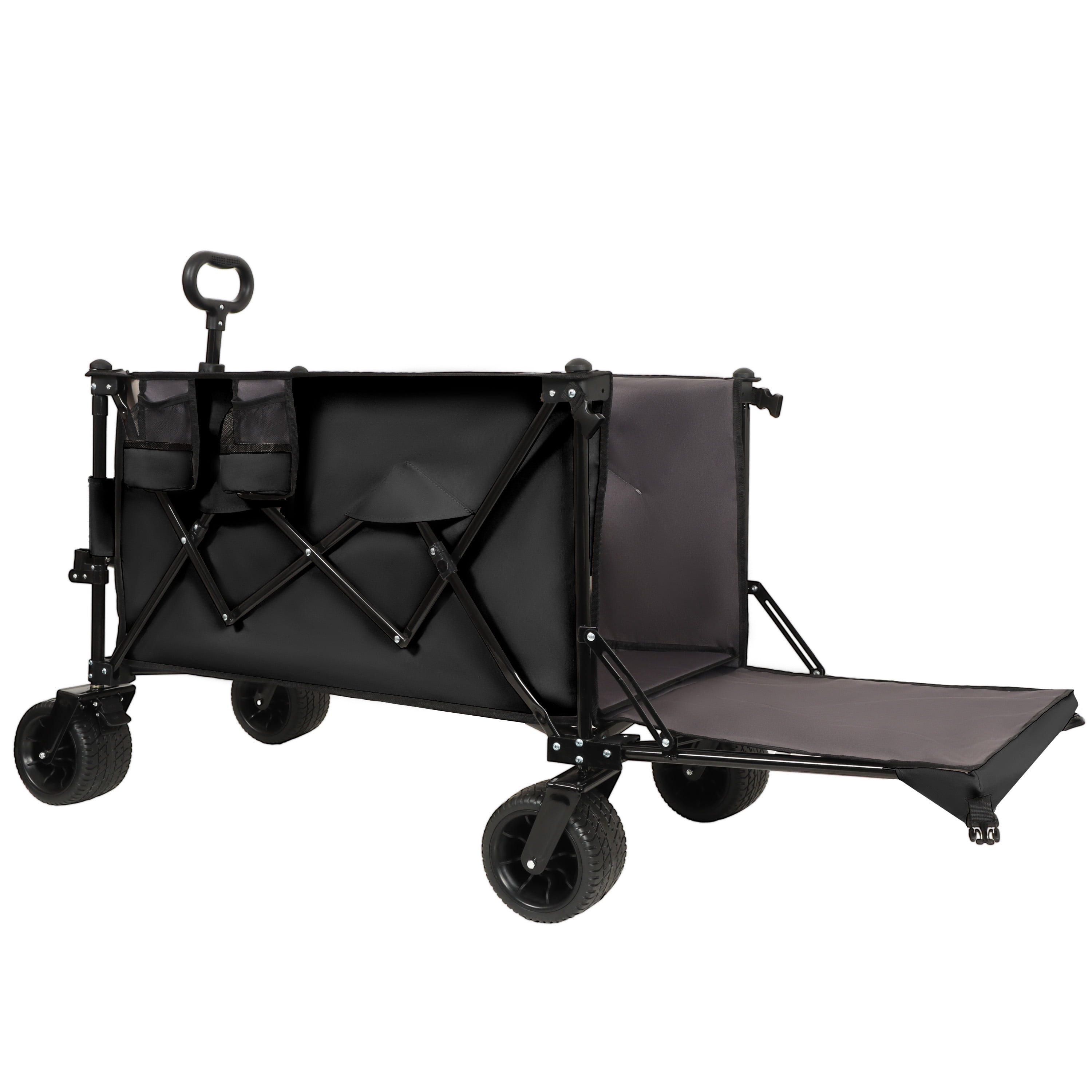 Foldable Wagon with Extended Tailgate, Extra Long Extender Wagon Cart,Beach Wagon Cart Heavy Duty 480LBS with Large All-Terrain Beach Wheels