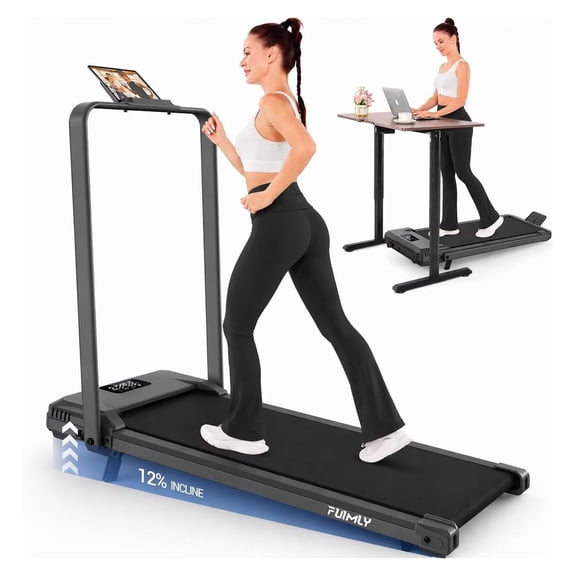Foldable Walking Pad Treadmill with 12% Incline, 3.5HP Under Desk Compact Motor, 400 lb Capacity, Shock Absorption, 16 Belt Width, Handle Bar for Home Office Gym, 4 in 1 Multifunction