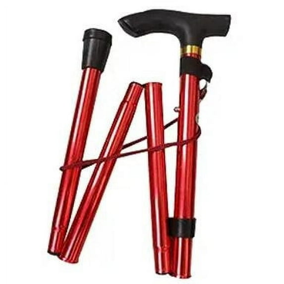 Foldable Walking Stick - Aluminum Alloy Adjustable Height, for Elderly and Adults, Ergonomic Design, -Resistant