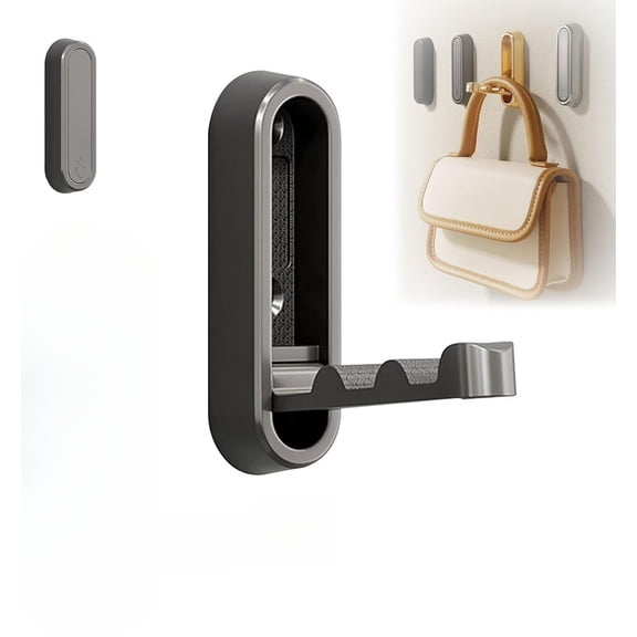 Foldable Wall Hooks Wall Mount, Heavy Duty Folding Coat Hooks with Screws, Foldable Plant Hanger for Bathroom, Kitchen, Entryway, Holds Coats, Towels, Backpacks, Hats, Keys (1Pcs, Grey)