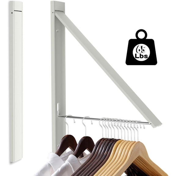 Foldable Wall Mount Drying Rack, 65lb, Space Saving White