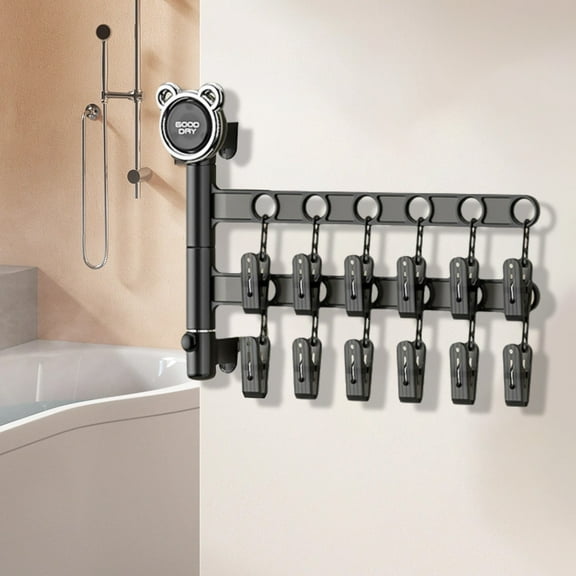 Foldable Wall Mount Drying Rack | Multi-Purpose Clothes & Undergarments Hanger | Space-Saving Collapsible Design | Strong Adhesive/Screw Installation | 3 Sizes Available | Indoor/Outdoor Use |