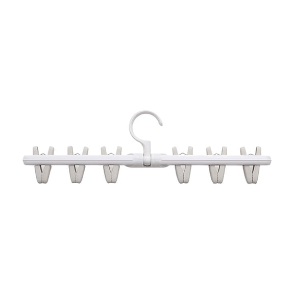 Foldable Wall-Mounted Clothes Drying Rack | 6-Clip Space-Saving Hanger for Socks & Underwear | No-Drill Installation with Strong Adhesive | ABS Material | White/Gray/Orange/Blue