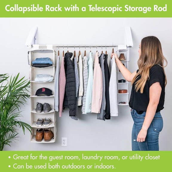 Foldable Wall-Mounted Clothing Rack - Space-Saving Wardrobe Organizer