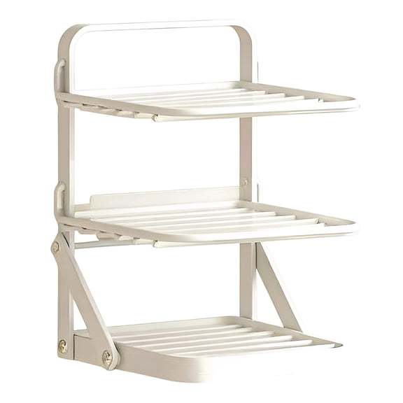 Foldable Wall Mounted Kitchen Prep Station 3-Tier, Multi Tier Vegetable Ingredient Organizer Rack, Space Saving Foldable Shelf for Home Kitchen, Sturdy Metal Construction Easy Clean