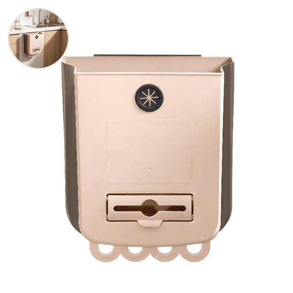 Foldable Wall-Mounted Kitchen Waste Bin with Built-In Bag Dispenser, Space-Saving Design for Food Waste Sorting & Bathroom Use