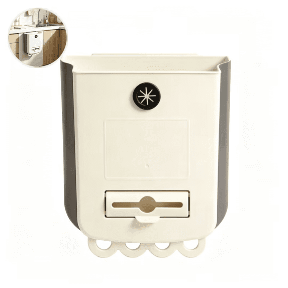 Foldable Wall-Mounted Kitchen Waste Bin with Built-In Bag Dispenser, Space-Saving Design for Food Waste Sorting & Bathroom Use