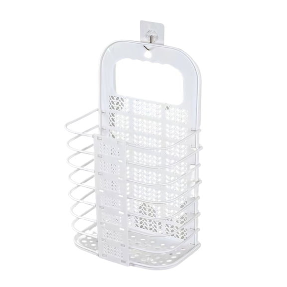 Foldable Wall-Mounted Laundry Basket in White for Home Use and Storage