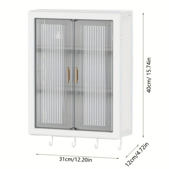 Foldable Wall-Mounted Storage Rack - No-Drill Waterproof Organizer for Bathroom & Kitchen, Multi-Compartment White Plastic Design