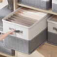 thumbnail image 1 of Foldable Wardrobe Storage Box Extra-Large Clothes Organizer for Closet Bedroom Home, with Handles and Lid Breathable Polyester Fabric, 2 Sizes Available, 1 of 6