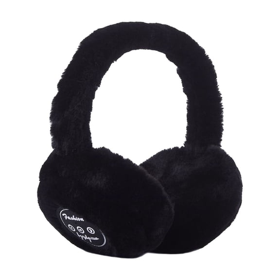 Foldable Warm Bluetooth Earmuffs Wireless Headset with Noise Reduction for Music Calls Indoor Outdoor Sports Use ( Black )