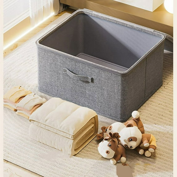 Foldable Washable Fabric Clothing Storage Bins - Stackable Closet Organizer Boxes with Lids, Reusable Home Storage Containers for Clothes Bedding
