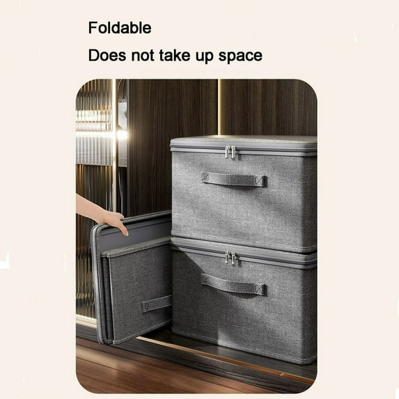 Foldable Washable Fabric Clothing Storage Bins - Stackable Closet Organizer Boxes with Lids, Reusable Home Storage Containers for Clothes Bedding