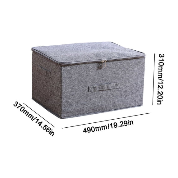 Foldable Washable Fabric Storage Box With Zippered Lid For Clothes And Home Organization