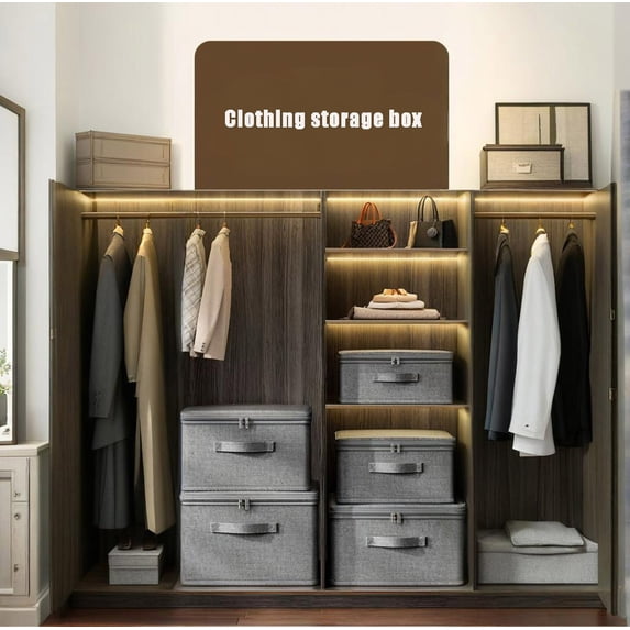 Foldable Washable Fabric Storage Box With Zippered Lid For Clothes And Home Organization