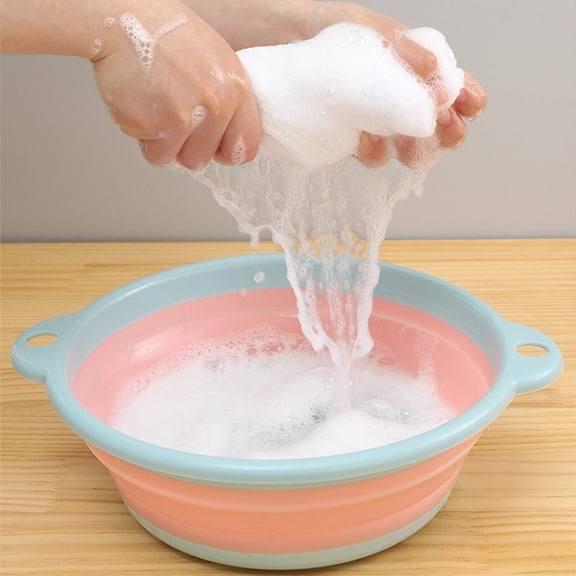 Foldable Washbasin - Collapsible Vegetable Wash Bowl for Kitchen Sink, Student Dormitory, Travel Camping, Multi-Purpose Portable Basin for Dishwashing, Fruit Rinsing, Soaking Space Saving Tpr Plastic