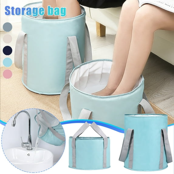 Foldable Water Basin Foot Soaking Bucket | Large Capacity Portable Cloth 31x20cm | Leakproof Double-Layer Build | With Storage Bag | Durable Hot Water Spa Container
