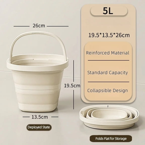 Foldable Water Bucket - Essential for Fishing, Camping, Travel | Collapsible Pail with Handle for Easy Storage & Outdoor Use