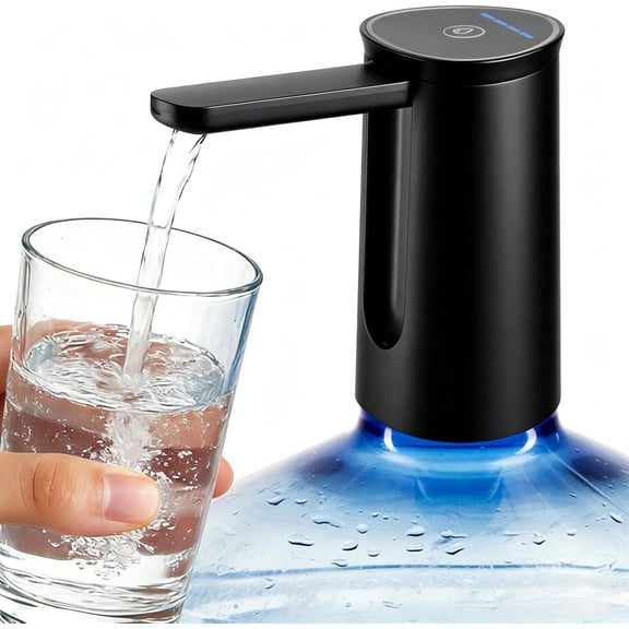 Foldable Water Dispenser, 5 Gallon Water Bottle Pump| USB Charging, Automatic Switch, Rechargeable Battery for Home Kitchen Room Camping (Black)