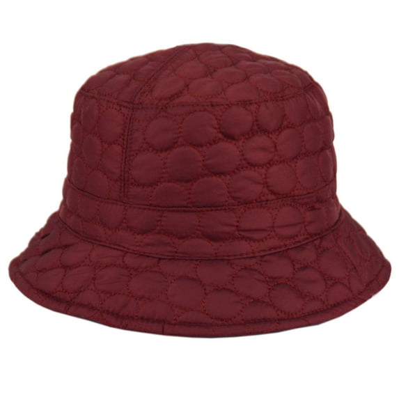 Foldable Water Repellent Circle-Quilted Rain Hat w/Adjustable Drawstring Bucket Hat
