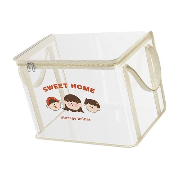 Foldable Waterproof Cartoon Storage Box With Handles Thickened PVC Dustproof Organizers For Kids Room And Travel