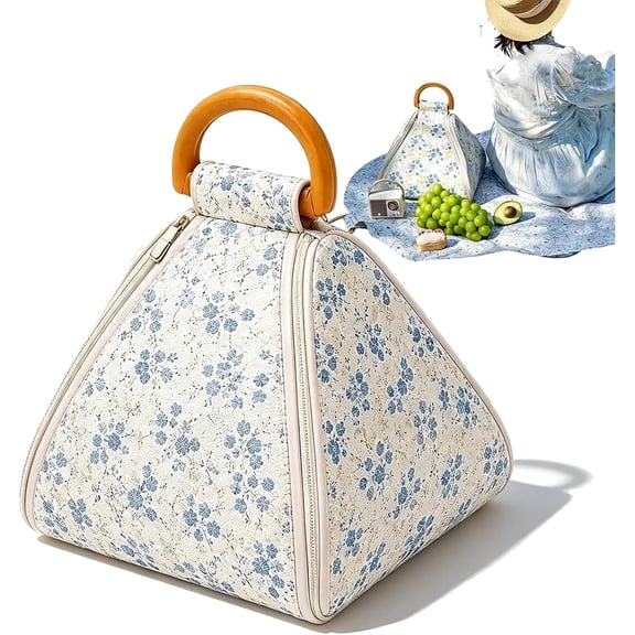 Foldable Waterproof Picnic Blanket, 2-in-1 Thick Padded Tote Mat with Handle for Beach Camping