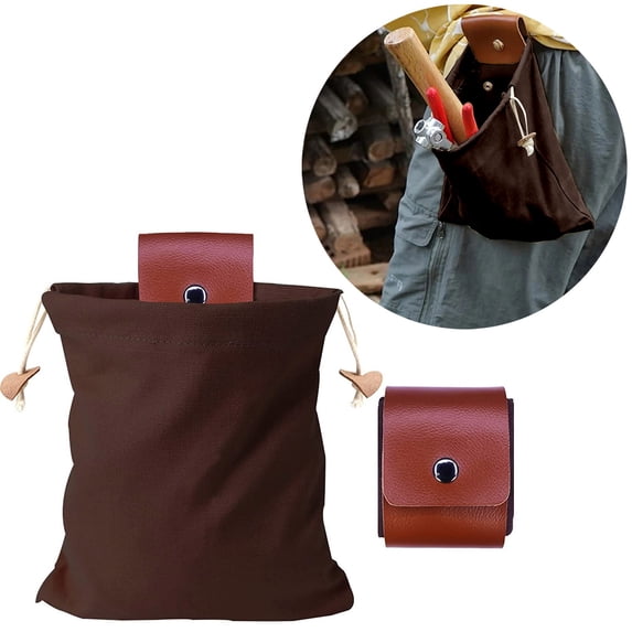 Foldable Waxed Canvas Foraging Belt Bag For Fruit Picking Camping Outdoor Storage Pouch
