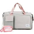 thumbnail image 1 of Foldable Weekender Bagfor Women, Waterproof Overnight Bag Travel Duffle Bag, Carry On Gym Bag with Shoe Compartment & Wet Pocket, Tote Bag with Toiletry Bag for Travel, Workout, Sport, Gray, 1 of 8