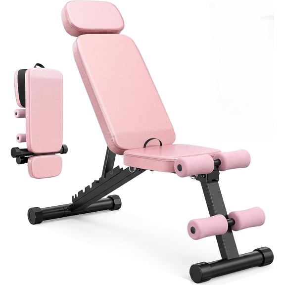 Foldable Weight Bench 800LBS, Adjustable Workout Bench with 10 Backrest Positions & Extended Headrest, Incline Decline Flat Bench Press for Home Gym Small Space Strength Training