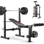600LBS Foldable Weight Bench with Squat Rack & Leg Extension, Adjustable Workout Bench for Home Gym, Weight-Lifting Workout Bench for Dumbbell Exercise Full Body Workout